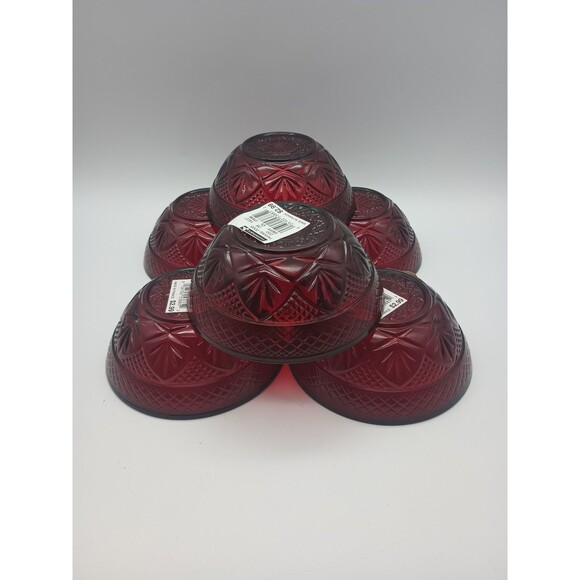 Ruby Red Luminarc Cristal d’Arques Durand France Bowls 5.5" soup cereal set of 6 - Picture 5 of 5